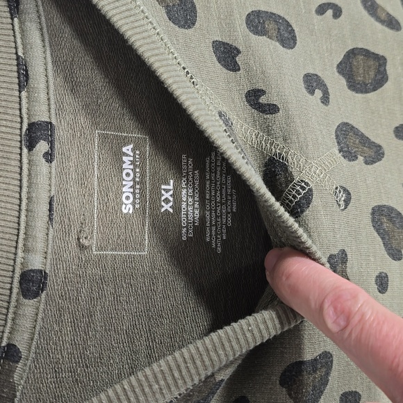 {Sonoma} Women's Olive and Black Leopard Print Swearshirt - Size XXL - Picture 11 of 11